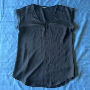 Express black sleeveless rolled sleeve blouse